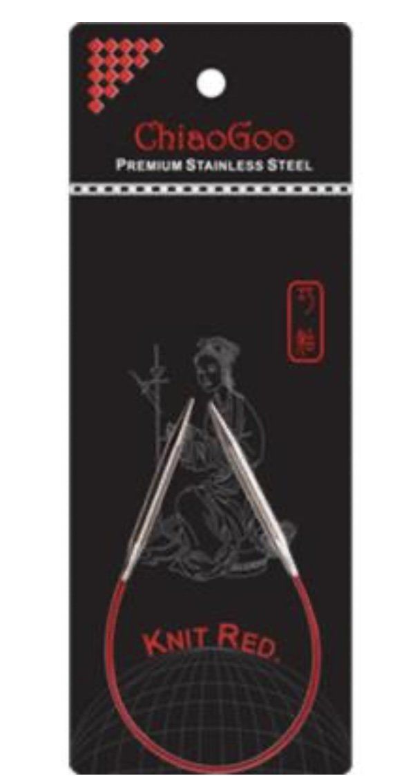 AIGUILLES CIRCULAIRES FIXES METAL CHIAOGOO KNIT RED - 23 cm